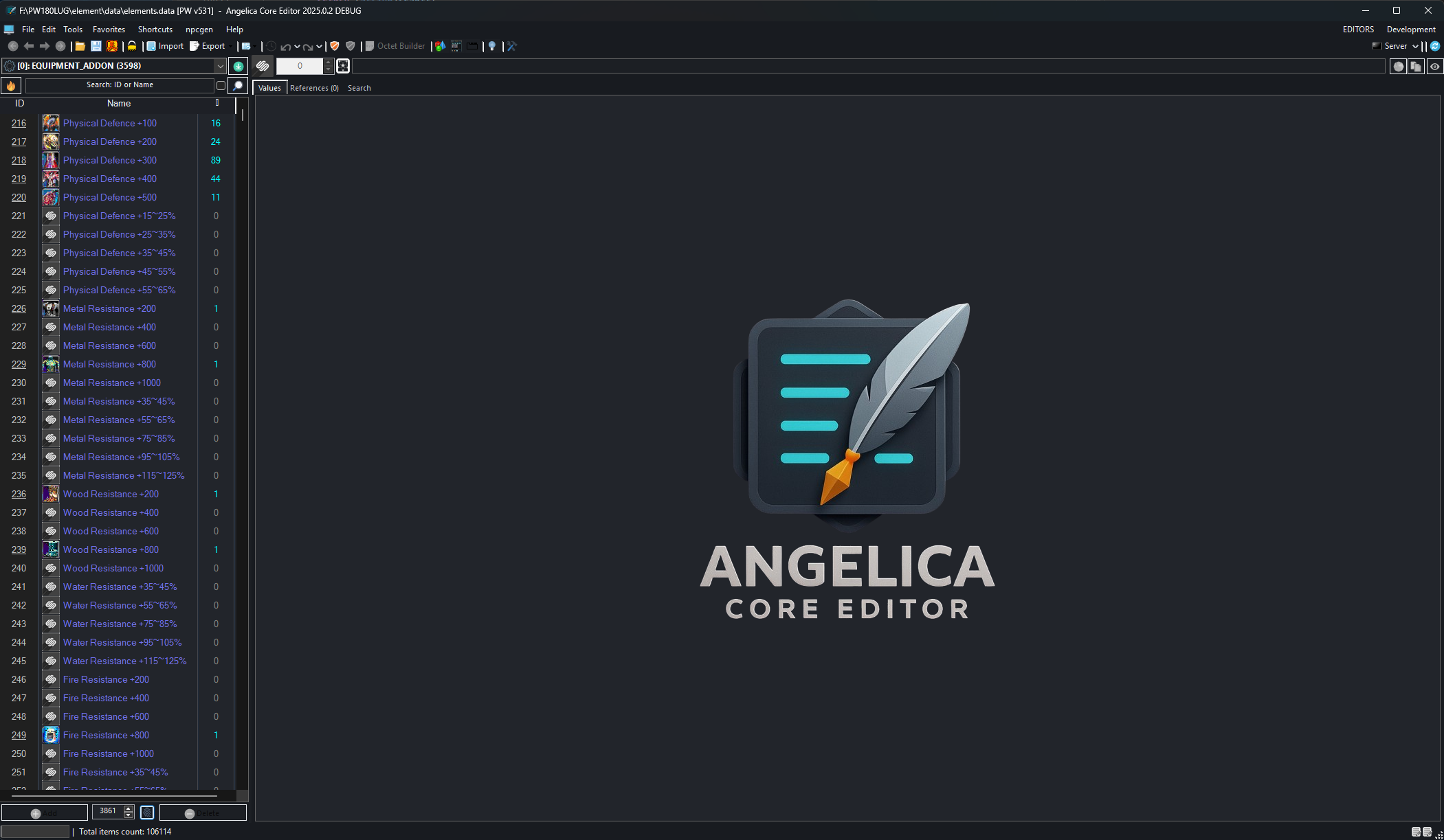 ACE Interface - Elements.data Editor